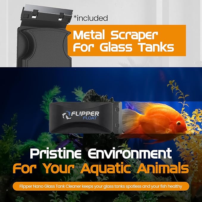 FL!PPER Flipper Cleaner Float - 2-in-1 Floating Magnetic Aquarium Glass Cleaner - Fish Tank Cleaner - Scrubber & Scraper Aquarium Cleaning Tools - Floating Fish Tank Cleaner, Standard-PawvioPets