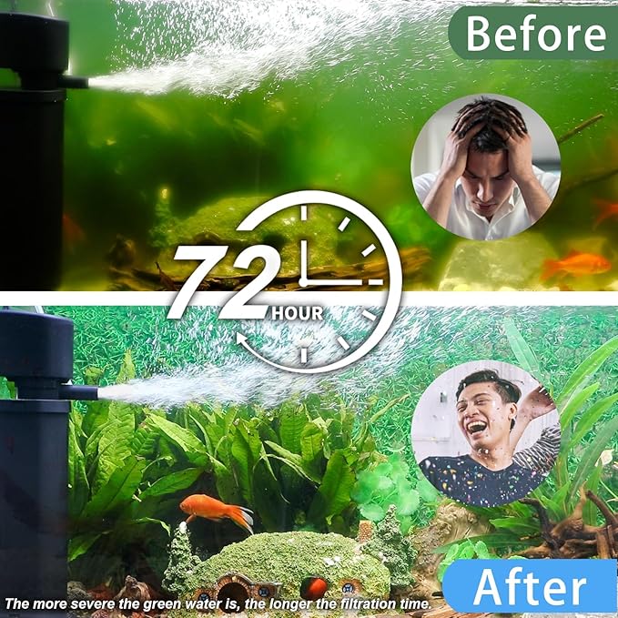 400GPH Fish Tank Filter, UV Aquarium Filter for 55-150 Gallon Turtle Tank Filter Powerful Internal Pump for Cold Plunge Saltwater Cloudywater Clear and Algae Green Killing Machine-PawvioPets
