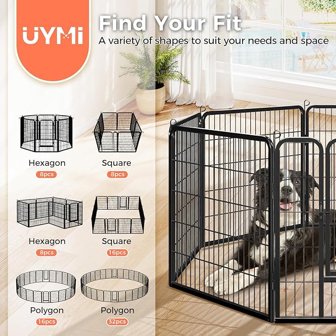 40 Inch Dog Playpen - 16 Panels Metal Pet Exercise Pen for Medium-Large Dogs, Indoor/Outdoor Dog Fence for Yard, Garden, Camping & RV Travel-PawvioPets