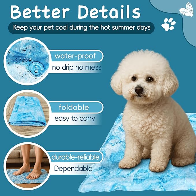 Cooling Pad for Large Dog,Instant Pet Cool Mat,Comfortable Cool Pet Mat for Cat.Portable Dog Bed for Summer. Suitable for Outdoor Summer Crate Pad.Long Time Cooling.Ice Brick(Size-L 19.7 * 23.6in)-PawvioPets