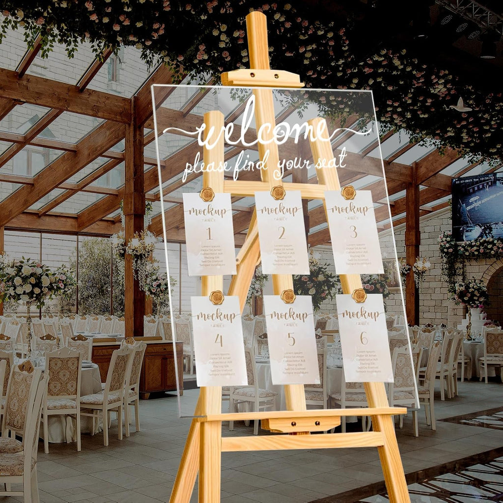 24x18 Inch Wedding Seating Chart Board Display with 15 Rose Wax Seal Stickers for Reception | Acrylic Welcome Please Find Your Seat Table Seating Chart Board Wedding Sign Display Decor