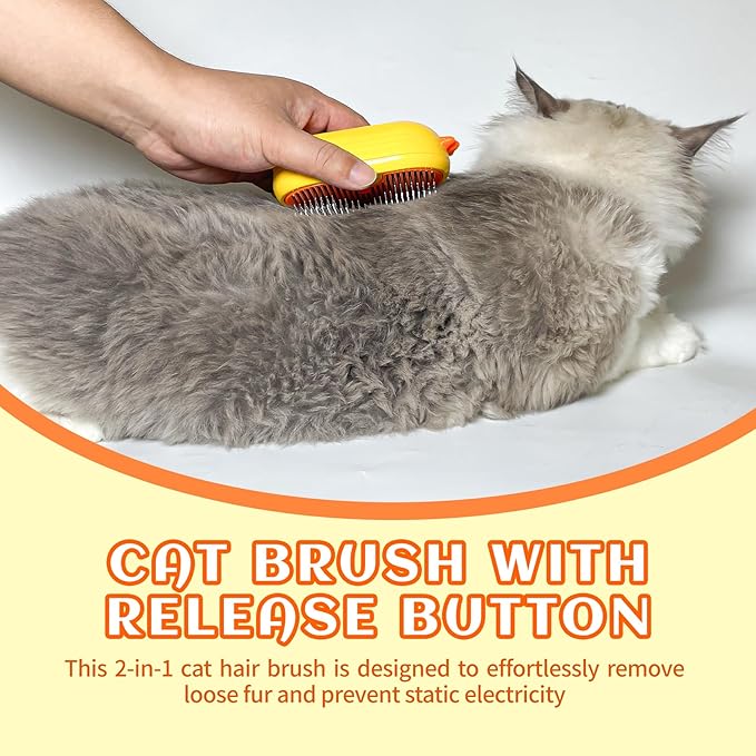 3-in-1 Rechargeable Steam Brush for Cats & Dogs - Anti-Static Spray Pet Grooming Brush with Warm Mist Massage, Hair Shedding Control, Detangling Comb & Cleaning Tool for Effective Deshedding-PawvioPets
