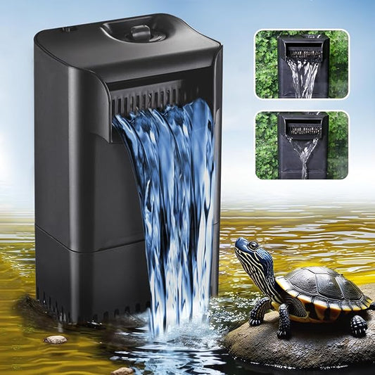 220GPH Turtle Filter for 20-45 Gal Tank, Small Turtle Filters 3-Stage Filtration for Freshwater Saltwater Cloudywater, Ultra-Quiet and Flow Adjustable for Fish Turtles Shrimps Amphibians Frogs-PawvioPets