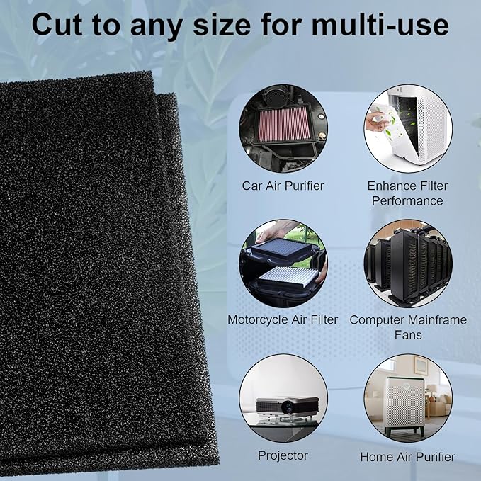 Air Filter Foam Sheet Material, 24" x 12" x 3/8" 30 PPI Filter Foam Sheet, Reusable Air Filter for Cutting and Fitting Purifier, Aquarium, Fish Tank, Air Conditioner-PawvioPets