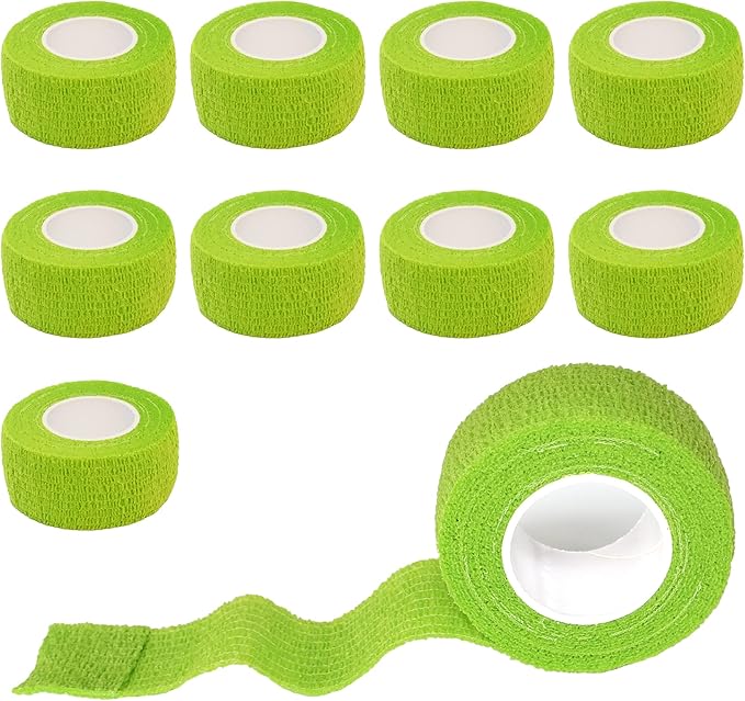 9 Pack 1" x 5 Yards Self Adhesive Bandage Wrap Self Stick Wrap for Ankle, Wrist, Finger, Sports, Breathable Cohesive Vet Tape for Pets (Grass Green)-PawvioPets