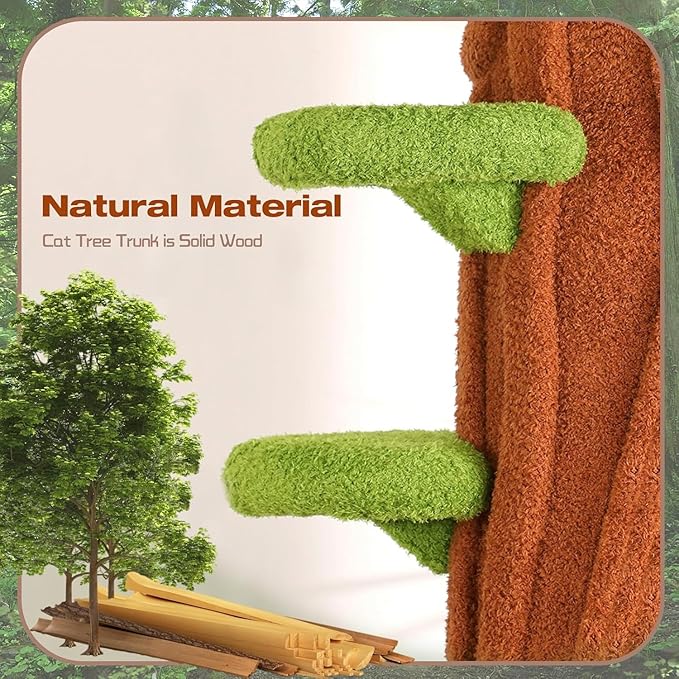 Extra Large Cat Tree Tower,90.55" Tall Forest Theme Cat Condo for Indoor Cats,Multi-Level Luxury Huge Cat Condo with Scratching Mats,Removable Mats,Heavy Duty House with Toys for Multi-Cat Household-PawvioPets