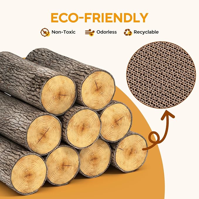 AUSCAT Cat Scratcher Box with 6PCS Cat Scratching Board, Cardboard Cat Scratchers for Indoor Cats, Reversible Cat Scratch Pads for Small Medium Kittens, 14.6" L x 10.9" W x 5.2" H-PawvioPets