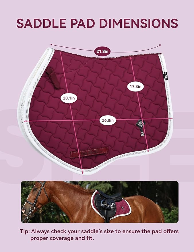 Close Contact Non-Slip Design Horse Riding Pad Moisture-Wicking Shock Absorbing English Saddle Pad for Horses-PawvioPets