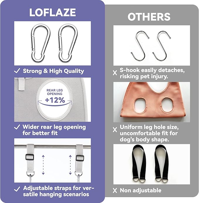 Dog Grooming Hammock Harness for Dogs & Cats with Pet Nail Clipper Trimmer - Cat Hanger Sling for Trimming Clipping Nails- Dog Hammock Restraint Bag for Small Medium Large pet （ Grey L ）-PawvioPets