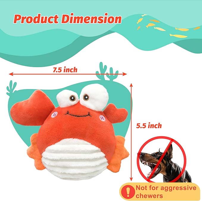 Crab Interactive Dog Toys – Rechargeable Self-Play Toy with Motion-Activated Ball & Music Recording Modes for Small, Medium & Large Dogs, Moving Dog Toy to Keep Them Busy-PawvioPets