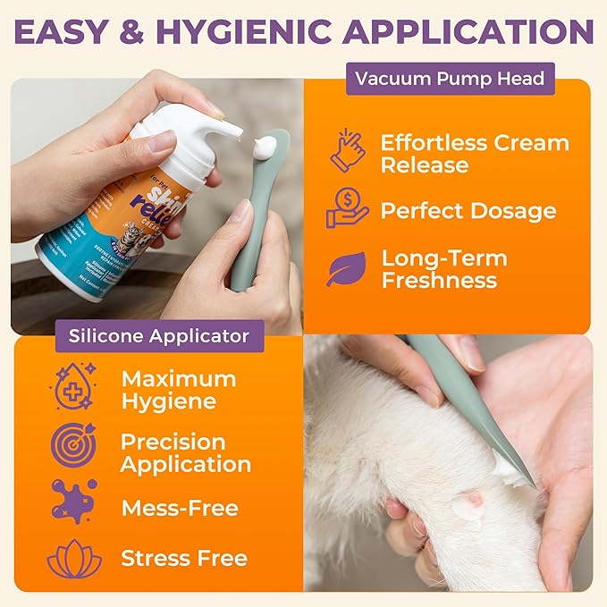 Dog Skin Soother - Dry Itchy Skin Relief & Hot Spots Soothing Cream for Dogs&Cats - Healing Ointment with Colloidal Oatmeal&Manuka Honey - Canine Conditioner Moisturizer with Applicator- 100g-PawvioPets