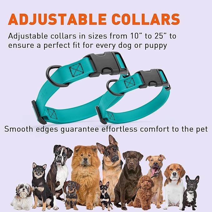 Dogline Biothane Waterproof Dog Collar with Quick Release Buckle Strong Coated Nylon Webbing with Odor- Proof for Easy Care Easy to Clean Fits Small Medium or Large Dogs, Teal 3/4" W 12-19" L-PawvioPets