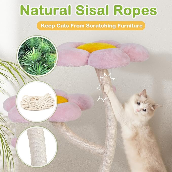 COZIWOW Aesthetic Cat Tree for Large Cats, 57'' Tall Modern Cat Tree Tower Scratching Post with Large Condo, Cat Bed, Side Perch, Luxury Cat Gifts-PawvioPets