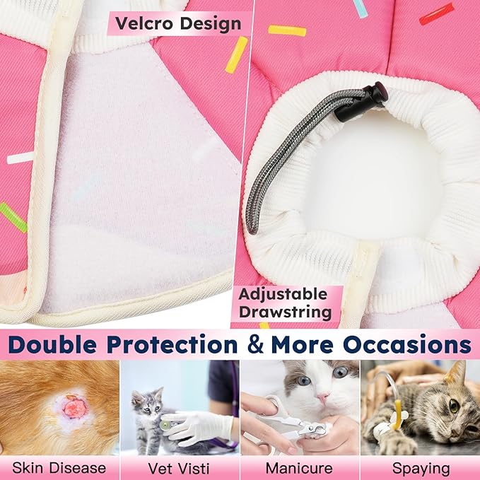 Cat Cone Collar Soft, Waterproof Cat Recovery Collar After Surgery, Adjustable Pet Donut Collar, Safety Elizabethan Collar to Prevent Licking Wounds for Kittens, Pet Cone Alternative-PawvioPets