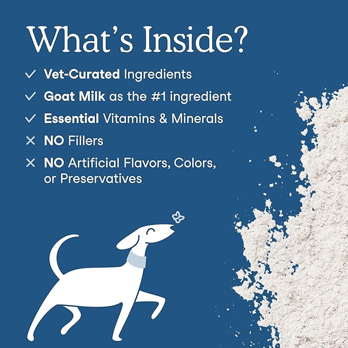 Fera Pets Goat Milk Topper - Multivitamin for Dogs & Cats with Probiotics - Supports Overall Health, Gut Health, and Immune System - for Picky Eaters - 60 TSP-PawvioPets