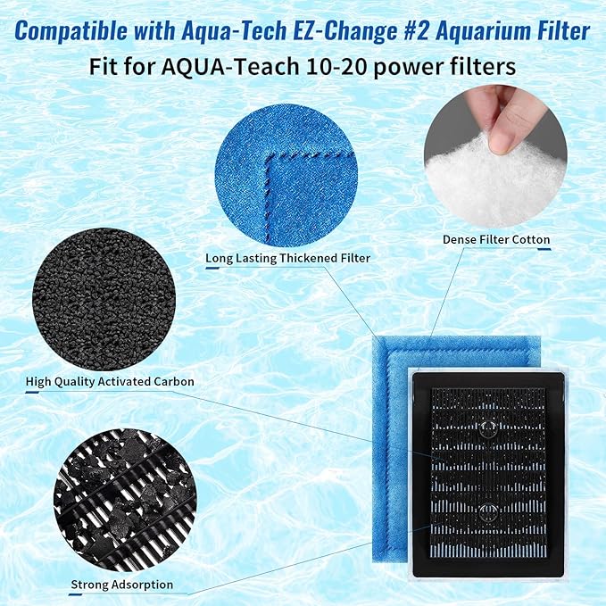 8 Pack Aquarium Filter Cartridge for Marineland Rite-Size B, Fish Tank Filters for Aqua-Tech EZ-Change #2, 10-20 Power Filter and for Marineland Penguin PRO Power Filters 100/125/175-PawvioPets