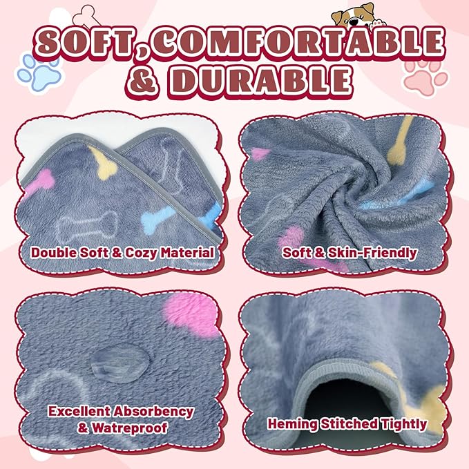 6 Pcs Washable Guinea Pig Blankets Absorbent Small Animal Fleece Bedding Waterproof Cage Liners Reusable Pet Pee Pad Sleep Mat Cover for Rabbit Rat Hamster Ferret Chinchilla Hedgehog (16"x24")-PawvioPets