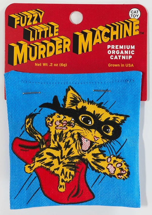 Blue Q Fuzzy Little Murder Machine Catnip Cat Toy. Premium Organic Catnip Grown in The USA, 100% Cotton Pouches, Kitty Graphics Sure to Delight Every Cat-Keeper.-PawvioPets