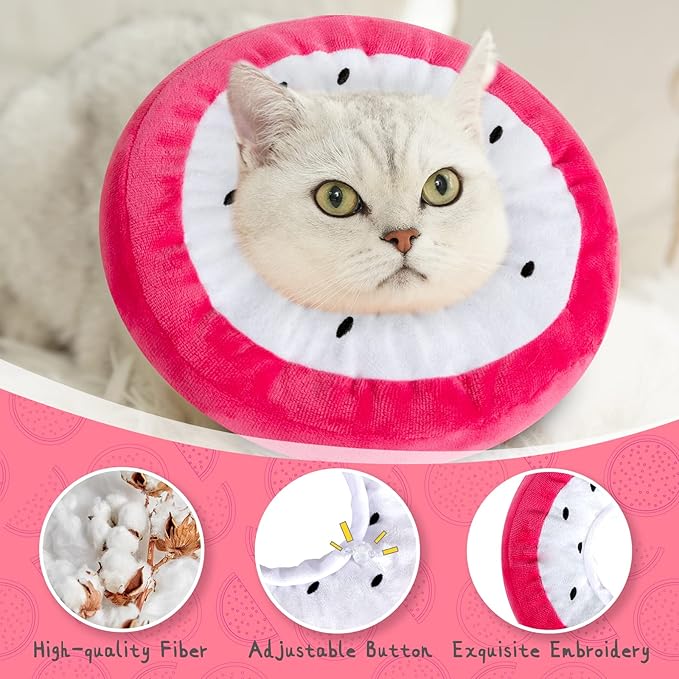 ANWA Adjustable Cat Cone Collar Soft, Cute Cat Donut Collar After Surgery, Kitten Recovery Cones to Stop Licking-PawvioPets