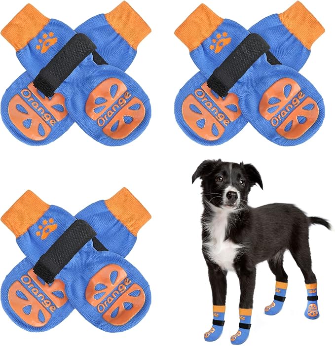 BEAUTYZOO Anti-Slip Dog Socks,Dog Shoes for Hot/Cold Pavement,Paw Protectors with Grips 3 Pairs for Puppy Small Medium Large Senior Old Dogs,Dog Socks to Prevent Licking and Hardwood Floor Protection-PawvioPets
