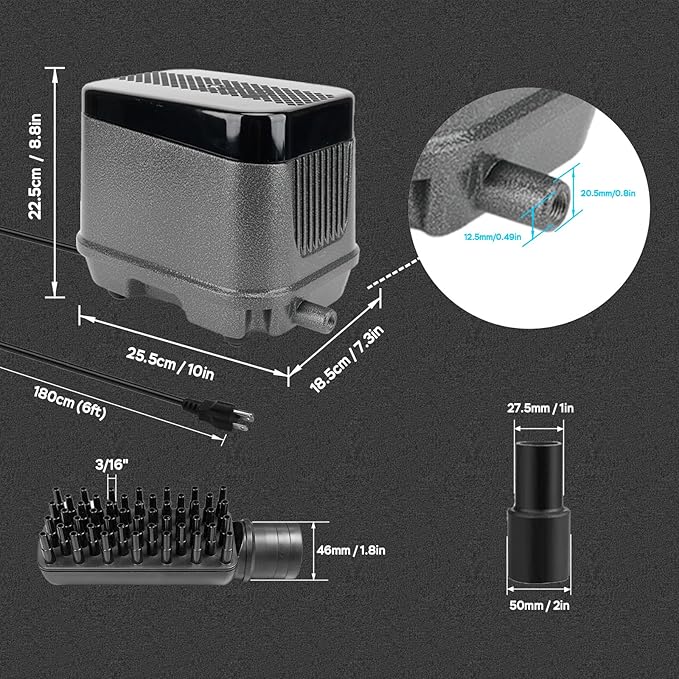 AquaMiracle Linear Air Pump, 635/950/1600/4000GPH Pond Bubbler Septic Air Pump, Energy-Efficient Pond Aerator for Outdoor Ponds, Aquariums, Hydroponics, Waste Treatment-PawvioPets
