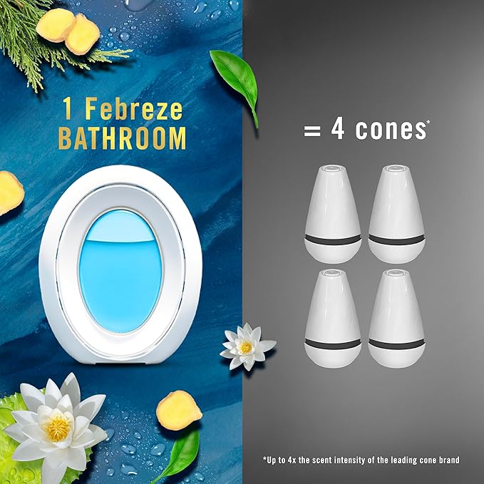 Febreze Bathroom Air Freshener, Odor-Fighting, Plug In Alternative, Air Fresheners for Home and Bathroom and Kitchen, Closet Air Fresheners, Ocean Scent, 4 Count-PawvioPets