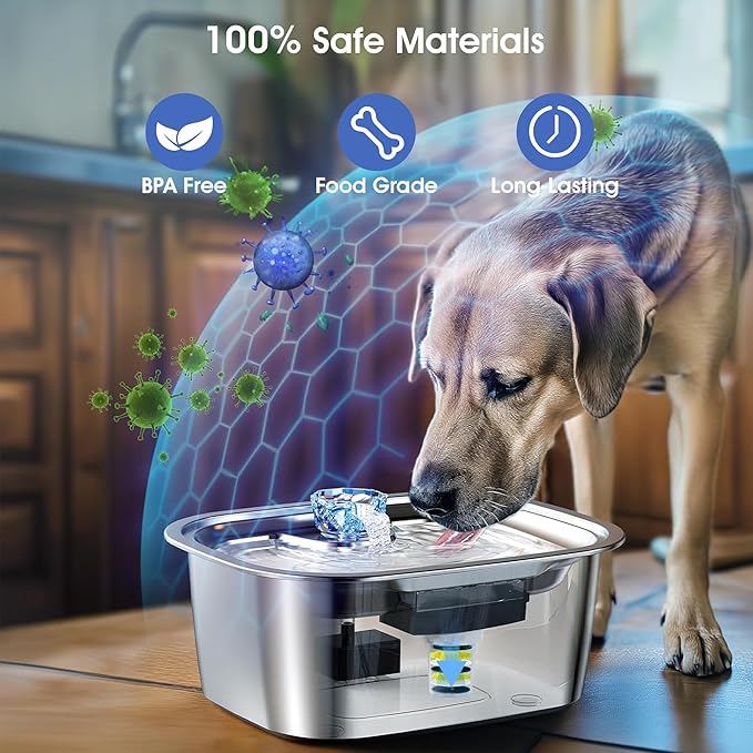 Dog Water Fountain Filters Replacement 4 Packs, 2 Months Set of Replacement Filter with 2 Sponges for PETNF Large Pet Dog Water Fountain Bowl Dispenser, Compatible with D2341/D2223/D2322/D2419 Models-PawvioPets