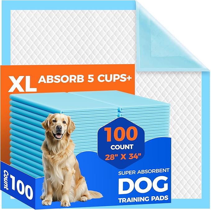 Dog Pee Pads Extra Large 28"x34" - 100 Pack Super Absorbent XLarge Puppy Pads 100 Count Leak-Proof Disposable XL Pet Potty Training Pads for Dogs, Puppies, Doggy-PawvioPets