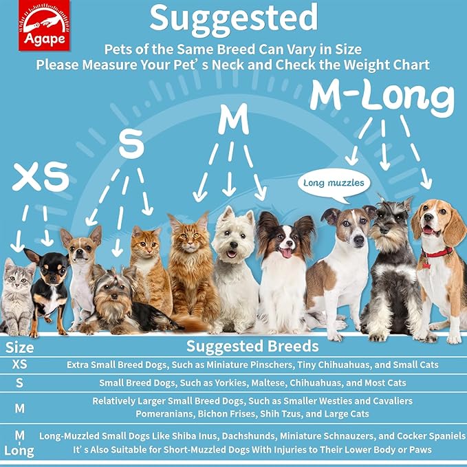 Agape Soft Dog Cone for Small Dogs & Cats, Comfy Dogs Recovery Collar After Surgery, Adjustable E Collar Alternative to Stop Licking, Protective Elizabethan Cones for Pup&Kitty, Comfortable Dog Cones-PawvioPets