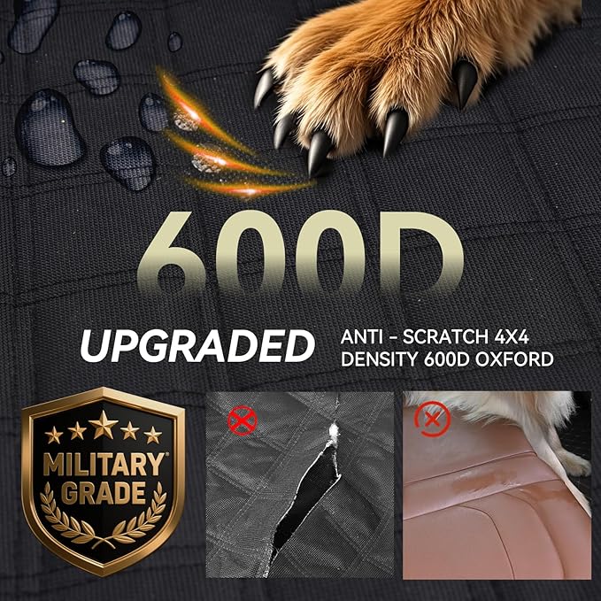 Back Seat Extender for Dogs,Dog Car Seat Cover for Back Seat with Hard Bottom Holds 500 lbs,Car Seat Protector,Waterproof Extender for Dogs,Dog HammockPet Bed for Full-Size Cars,SUVs, Small Trucks-PawvioPets