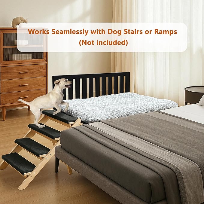 Beside Dog Bunk Beds for Large Dogs,Metal Dogs Bed Frame with Removable Cushion - Large-PawvioPets