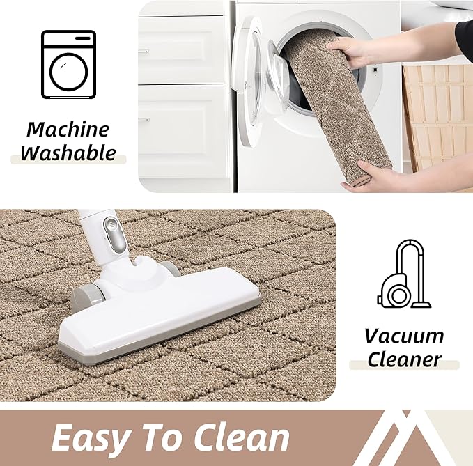 COSY HOMEER Edging Stair Treads Non-Slip Corner Indoor Stair Runners for Wooden Steps,Landing Slip Resistant Stair Rugs Mat for Kids and Dogs,100% Polyester TPE Backing,Beige,30x30 inch-PawvioPets