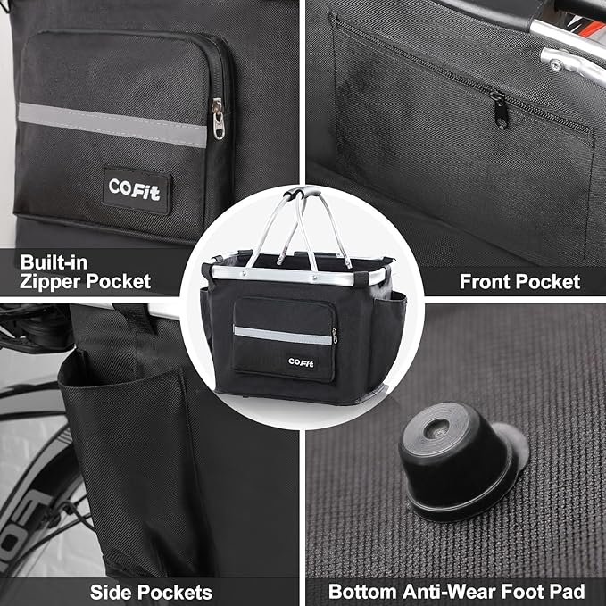 COFIT Detachable Bike Basket, Multi-Purpose Bicycle Handlebar Basket for Pet, Shopping, Commuter, Camping and Outdoor-PawvioPets