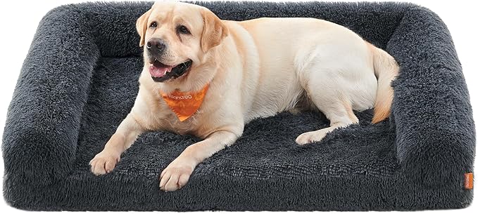 Feandrea Dog Bed, Orthopaedic Dog Sofa Bed for Medium and Large Dogs, Waterproof Ped Bed with Removable Washable Cover, 42 x 31.5 x 9 Inches, Dark Gray UPGW233G02-PawvioPets
