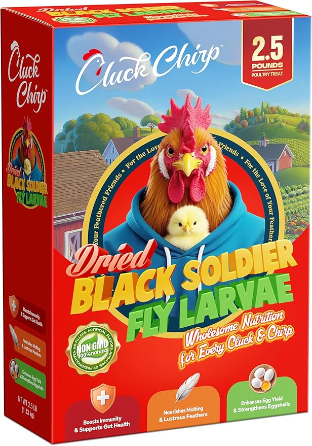 Dried Black Soldier Fly Larvae, Non-GMO, Natural Chicken Treats & High-Protein Poultry Snacks for Backyard Chickens, Laying Hens & Ducks, 2.5 lb Box-PawvioPets