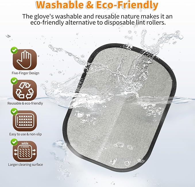 2Pcs Pet Hair Removal Glove for Cats & Dogs, 2025 Newly Upgraded Five-Finger Electrostatic Pet Hair Gloves, Reusable Pet Hair Remover Tool for Couch, Clothing, Car Seat,Carpet-PawvioPets