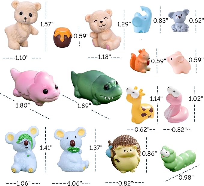 100pcs Various Mini Resin Animals Figurines Miniature Figures Ornament Fairy Garden Accessories Micro Landscape Dollhouse Aquarium Bonsai Tiny Crafts Decor-PawvioPets