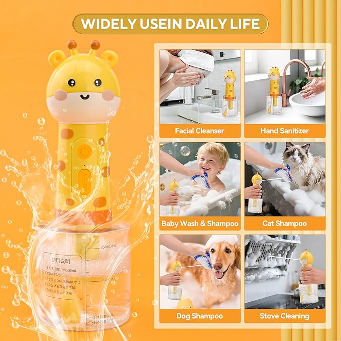 Electric Dog Cleaning Foam Machine with Bath Glove,Automatic Dog Soap Dispenser for Bath, Dog Bath Supplies - Outdoor Dog Shower Attachment for Bathtub for After Walk Pet Wash-PawvioPets