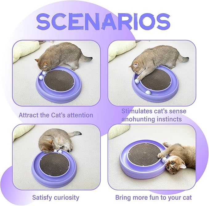 Cat Ball Toy Cat Track Balls Replacement Track Balls for Turbo Round Scratcher Toy (4 pcs), White-PawvioPets