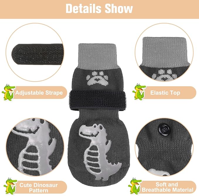 BEAUTYZOO Anti-Slip Dog Socks,Dog Shoes for Hot/Cold Pavement,Paw Protectors with Grips 3 Pairs for Puppy Small Medium Large Senior Old Dogs,Dog Socks to Prevent Licking & Hardwood Floor Protection-PawvioPets