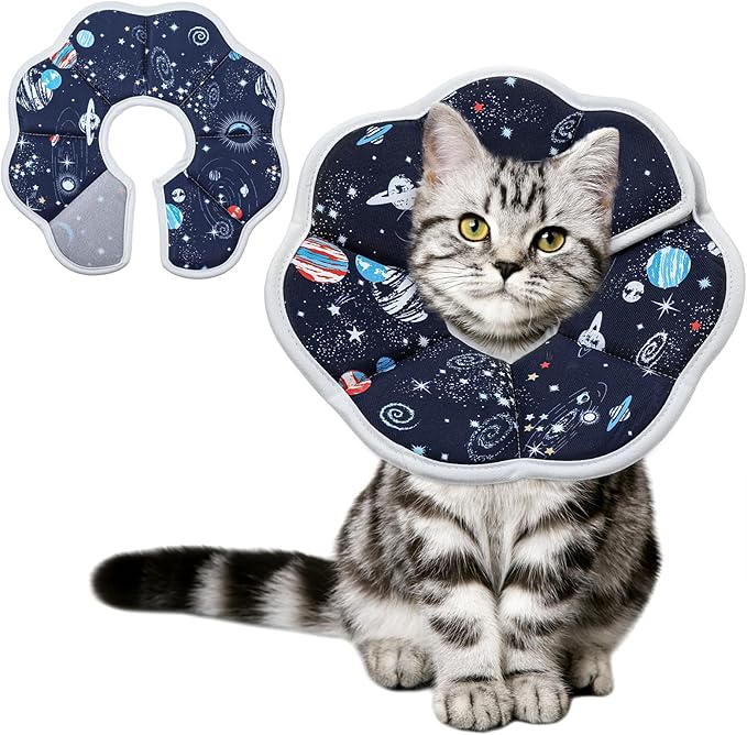 2Pcs Cat Conical Collar Soft Adjustable Cat Collars Water Proof Recovery Collar Prevent Licking Protective Foldable Easy to Eat Drink for Cats Kittens Puppies (Blue S XS)-PawvioPets