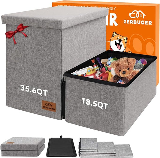 Dog Stairs with Storage 12" H, 2-Step Wider Dog Steps for Dogs Cats, Folding Sturdy Pet Stairs Climbing Sofa Couch, Ramp for Car Hold Up to 150 lbs (Gray, No Condo)-PawvioPets