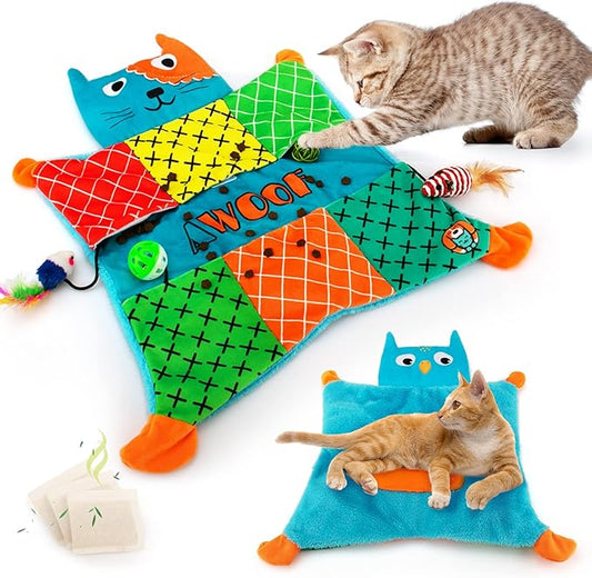 AWOOF Cute Soft Catnip Mat, Interactive Cat Toys for Indoor Cats-PawvioPets