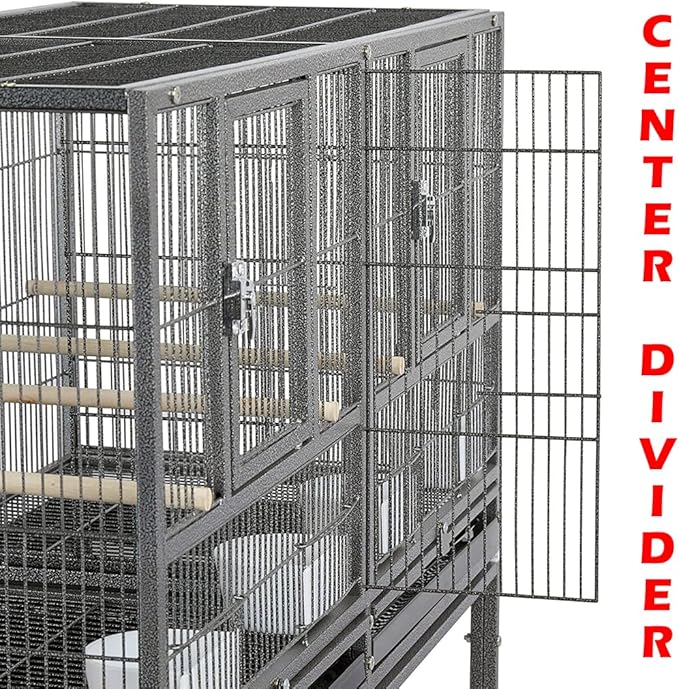 Combo Breeding Stacker Center Divided Breeder Bird Flight Double Rolling Cage with Side Breeding Nest Door (Black Vein, Triple Stack)-PawvioPets