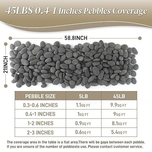 45 LB Mexican Beach Pebbles, 0.4-1 Inch Natural Unpolished Bulk Rocks, Decorative River Rocks for Landscaping Garden Paving Plant, Rocks for Walkways and Outdoor Decorative Stone, Grey-PawvioPets
