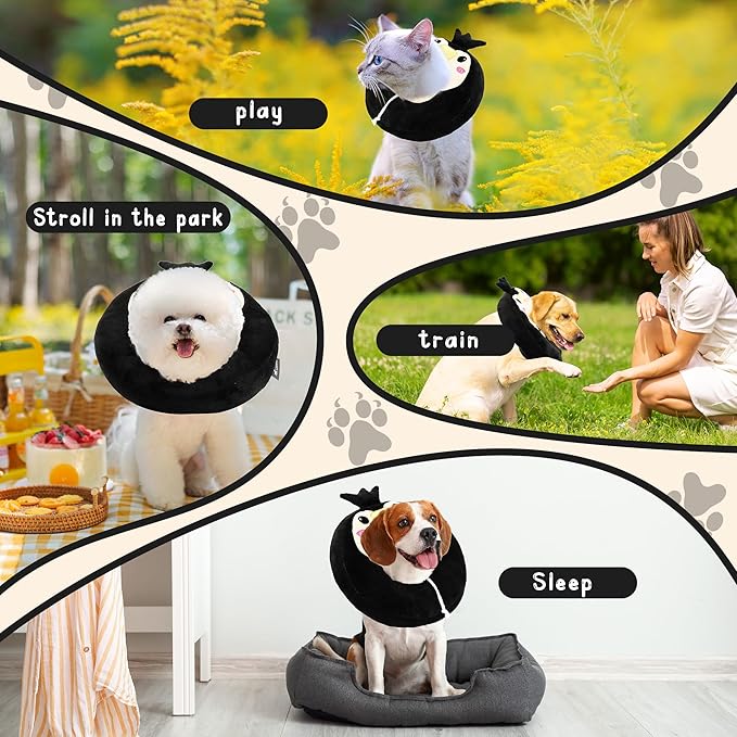 Adjustable cat Cone Collar Soft to Stop Licking After Surgery for Kitten, Alternative to Cone of Shame cat, Donut Cone for Cats, pet Elizabethan Collar (Penguin, Medium)-PawvioPets
