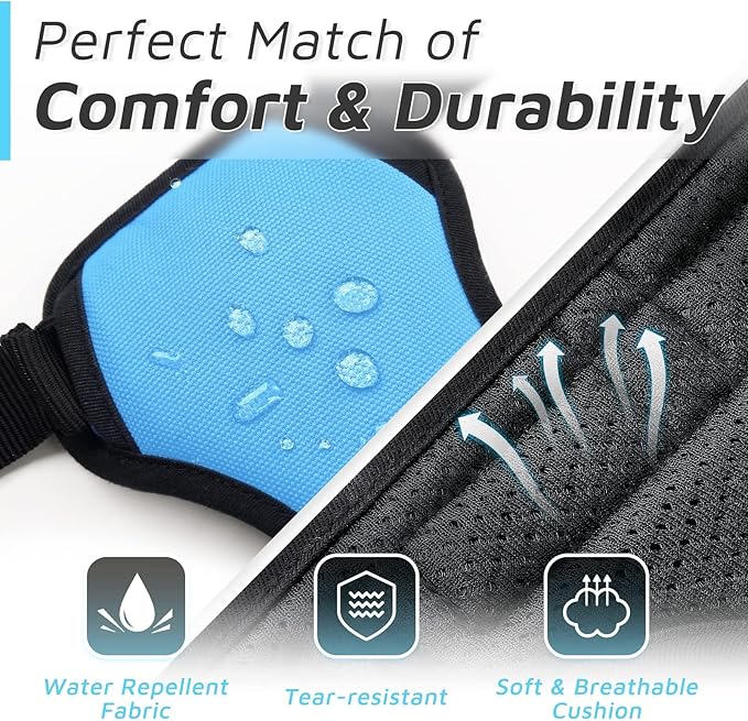 Eagloo Dog Harness Medium Sized Dog, No Pull Service Vest with Reflective Strips and Control Handle, Adjustable and Comfortable for Easy Walking, No Choke Pet Harness with 2 Metal Rings, Sky Blue, M-PawvioPets