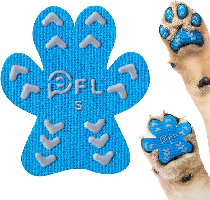 Anti-Slip Dog Paw Protector Pads for Senior Dogs, Dog Paw Blue Stickers with Strong Traction on Hardwood Floor, Dog Essentials,12sets(48pcs) S(4-10lbs)-PawvioPets