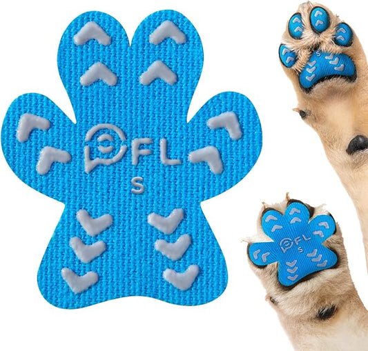 Anti-Slip Dog Paw Protector Pads for Senior Dogs, Dog Paw Blue Stickers with Strong Traction on Hardwood Floor, Dog Essentials,12sets(48pcs) S(4-10lbs)-PawvioPets