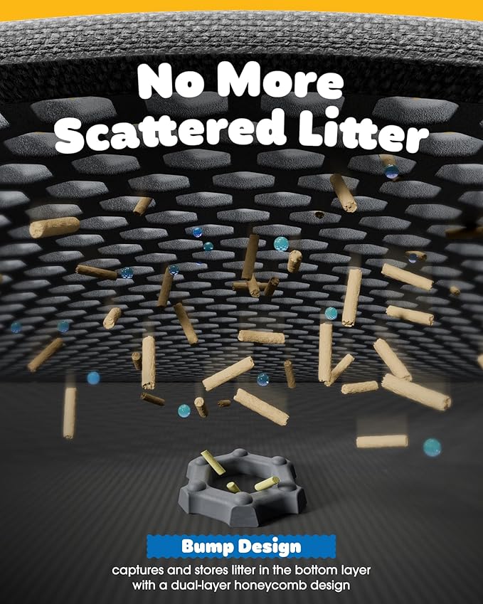 27" x 19" Cat Litter Mat - Large Litter Box Mat with Double Layers, Urine-Proof and Non-Slip Litter Trapping Mat, Easy to Clean Kitty Litter Mats for Floor, Scatter Control, Grey-PawvioPets